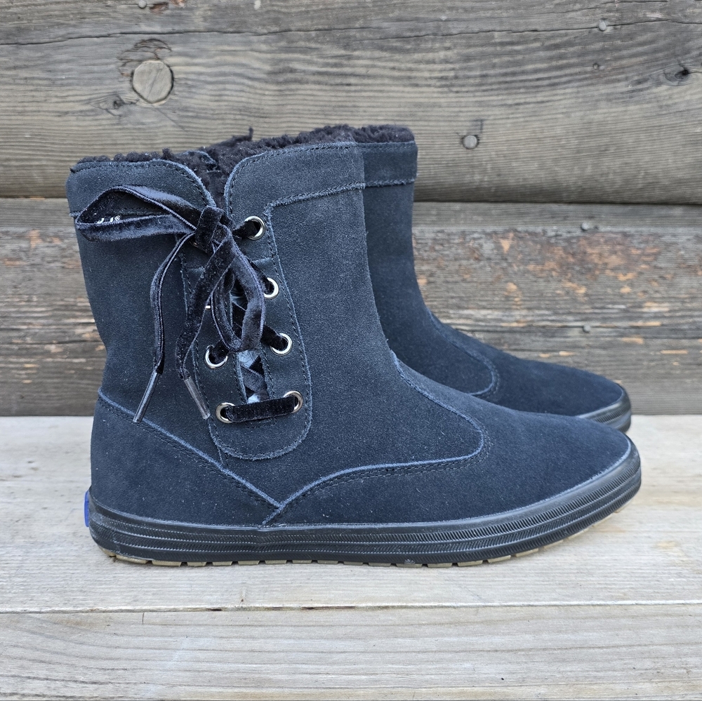 Keds NEW Sunny Side Cozy Suede Shearling-Lined Cabincore Ankle Boots 9M - Picture 2 of 16